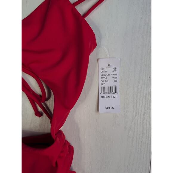 Pacsun Womens Red Monokini Swimsuit Size XXS Cutout One Piece Ruched Tie Front - Picture 6 of 10